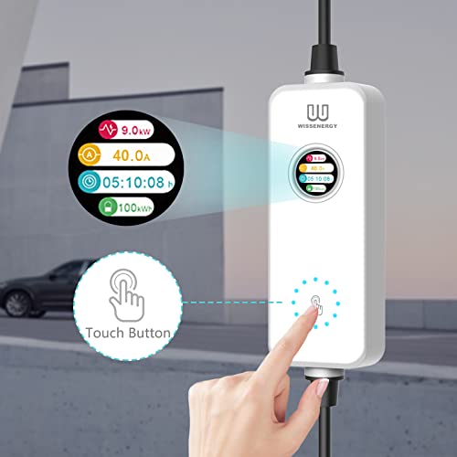 WISSENERGY Cargador eléctrico portátil de nivel 2 EV 40A 220V-240V con cable de 25 pies, estación de carga para el hogar EV, conector SAE J1772, NEMA 6-50 (40A, NEMA 6-50)