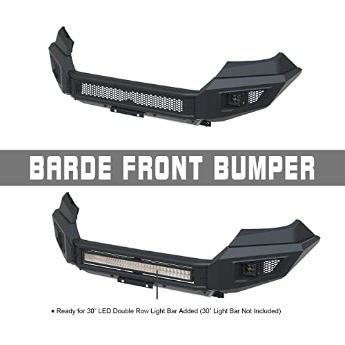 IRONBISON Parachoques delantero compatible con Toyota Tacoma 2016-2023, protector de parachoques de acero todoterreno con 2 luces LED antiniebla, protector de salpicaduras que puede añadir una barra de luz LED de 30 pulgadas