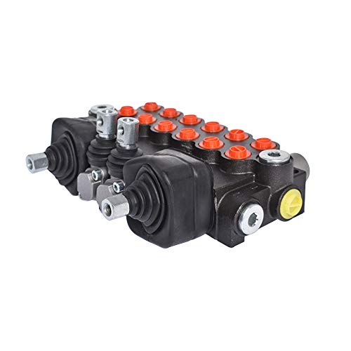 6 bobinas 11 GPM 3625 PSI válvula de control direccional hidráulica con 2 joystick, puertos SAE válvula de doble acción para tractores pequeños, tractores, cargadores, divisor de troncos