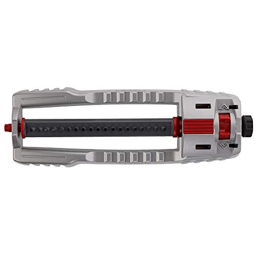 Orbit 56281 Base de metal oscilante y esfera de patrón personalizado, agua de hasta 4000 pies cuadrados, gris, rojo