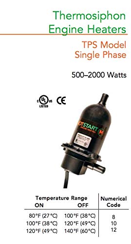 Thunder Parts HOTSTART TPS101GT10-000 - Precalentador de refrigerante del motor | 1000 vatios 120V 8.4A