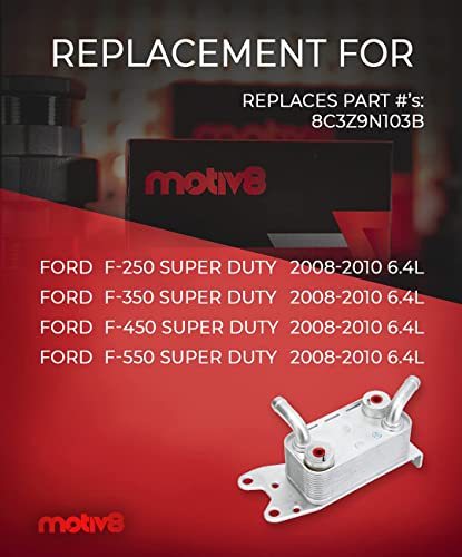 Diesel Enfriador de Combustible | 6.4L Powerstroke | Enfriador de Aceite de Motor Compatible con Ford F250 F350 F450 F550 SUPER Duty 2008 2009 2010 | Reemplaza: 8C3Z-9N103-B, 8C3Z9N103B