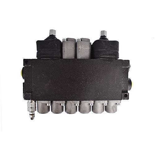 6 bobinas 11 GPM 3625 PSI válvula de control direccional hidráulica con 2 joystick, puertos SAE válvula de doble acción para tractores pequeños, tractores, cargadores, divisor de troncos