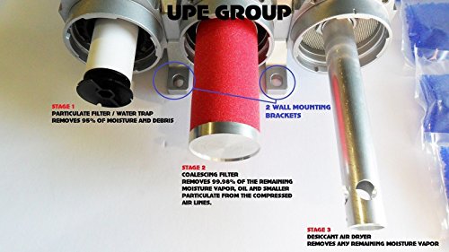 Trampa de humedad para limpieza de aire comprimido industrial de 3 etapas, filtro de carbón, secador de decantante (drenaje manual de 2,54 cm)