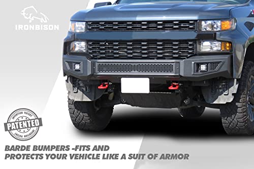 Parachoques delantero para Chevy Silverado 1500 2019-2021 (excepto Silverado 1500 LD) 2019 – 2021 con 2 luces LED antiniebla, puede añadir luz LED de 30 pulgadas, textura fina, color negro
