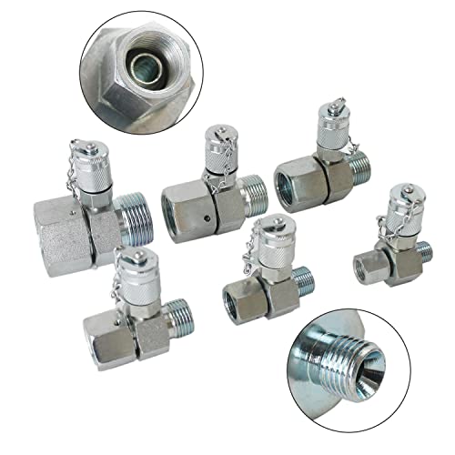 BSPP Paquete de 6 camisetas hidráulicas giratorias con conector en T hidráulico BSPP Tester Tee Coupling Set para Excavadora Maquinaria de Construcción Sistema Hidráulico