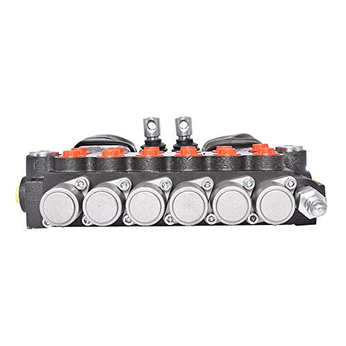 6 bobinas 11 GPM 3625 PSI válvula de control direccional hidráulica con 2 joystick, puertos SAE válvula de doble acción para tractores pequeños, tractores, cargadores, divisor de troncos