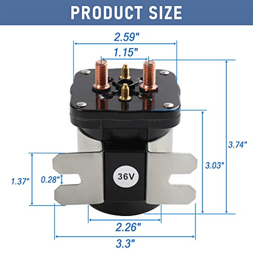 Solenoide de 36 V 4 terminales 20468G1 36 V Solenoide Interruptor de relé de repuesto para EZGO/Cushman/Textron Club Car DS Columbia Yamaha Electric para 1989 en adelante. Reemplaza 114-3611-020 586-117111 586-906