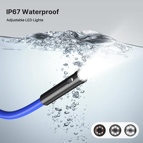 Cámara de inspección de alcantarillado de doble lente de 50 pies, cámara endoscopio Oiiwak con luces, visualización IPS HD 1080P de 4.3 pulgadas, visualización dividida, tubo de drenaje de boroscopio industrial impermeable, estuche de transporte