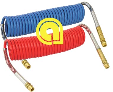 Air Brake Hose 15 ft. Coiled Nylon Tubing Assembly Red and Blue Set Ref: 81-0015