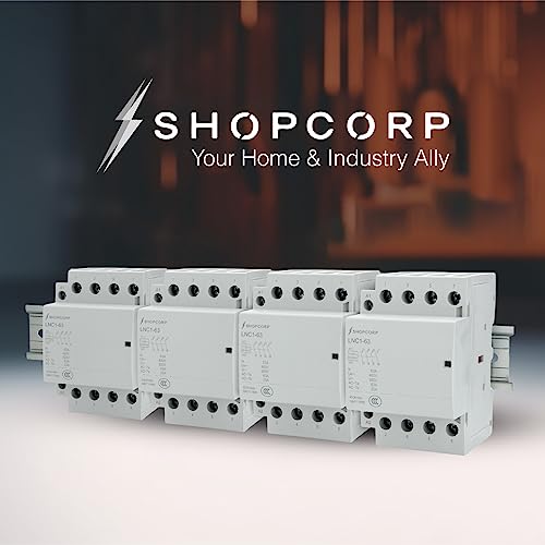 Contactor IEC de 400 V (funcionamiento silencioso) – Bobina de 110/120 VAC, carga del motor 40 A, carga de iluminación 63 A, incluye 35 x 152,40 mm acero zinc DIN y tornillos Phillips 2#10