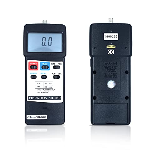Medidor electrónico de vibración (rango: 32 a 122 ℉) para caja de cambios industriales, automóviles, rodamientos rotadores de rueda sin ejes, sopladores junto con certificado de calibración. Modelo: Lutron VB-8200