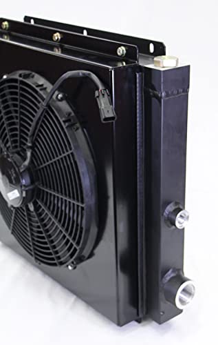 Ventilador de aceite hidráulico móvil y cubierta modelo DC-35 (12 voltios W/OC-64) con o sin válvula de derivación (8 bares (116 psi) Bypass