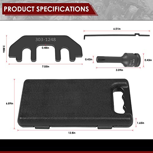 303-1248 303-1530 Kit de herramientas de sujeción para árbol de levas con herramienta de tensión y casquillo de broca de impacto Ribe, juego de herramientas de soporte de alineación de sincronización para motores Ford 3.5L y 3.7L 4V