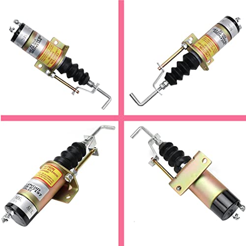 Earlyred Solenoide de apagado de combustible de 12 V 1502-12C7U2B2S1 válvula solenoide de parada 366-07197 SA-3405T compatible con Lister Petter LPWS LPWT motor Genset con soporte 2 pines