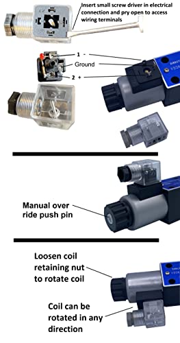 Válvula solenoide eléctrica hidráulica D05 (NG10) Conector DIN 31 GPM 4560 psi Alimentado por CA o CC, serie VSD10 (12 VCC, C-cerrado-todos los puertos cerrados en posición central)