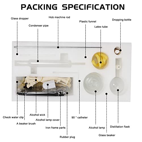 ADAMAS-BETA Kit de aparato de destilación de 3.4 fl oz para el hogar, microdestilación, 13 unidades de destilación purificador juego de cristalería