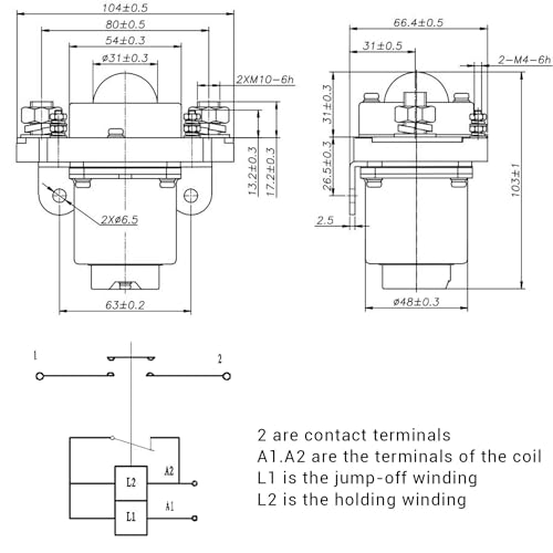 MZJ-400A - Solenoide de contactor universal 48V 400A compatible con carrito de golf resistente