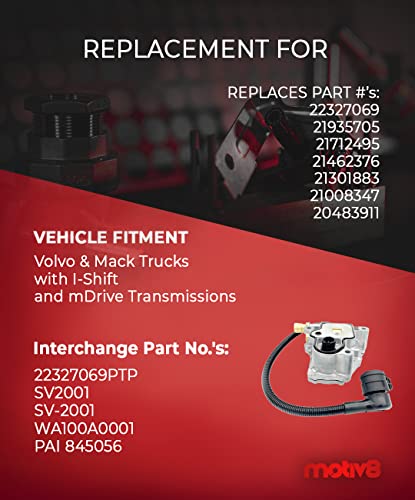 Compatible con válvula solenoide de control de embrague de 12 voltios Volvo y camiones Mack | I-Shift/mDrive | Sustituye a 22327069, 21935705, 21712495 y 21462376