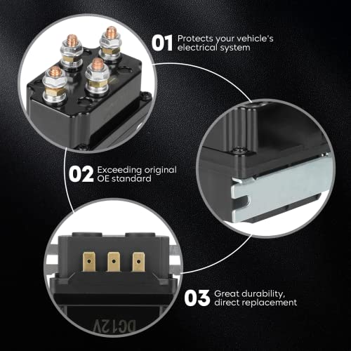 Contactor de relé solenoide de 12 V 250 A con kit de control remoto de cabrestante inalámbrico para ATV UTV 3070 a 500 libras Relpaces 63070 74900