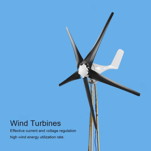 1600W molino de viento generador de 5 palas pequeñas turbinas de viento equipo de energía industrial(Negro 12V)