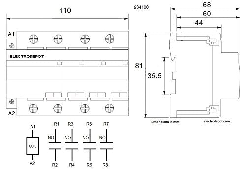 Contactor de 100 amperios normalmente abierto NO 100A, 4 polos, bobina de 120 V 110 V Potencia de iluminación AC, Solar