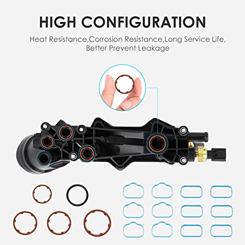 68310865AB 3.6L V6 Enfriador de aceite de motor Enfriador de aceite Adaptador de carcasa de filtro de aceite, para Jeep Cherokee/Wrangler, Dodge Challenger/Charger/Grand Caravan/Journey, ProMaster, Chrysler 300