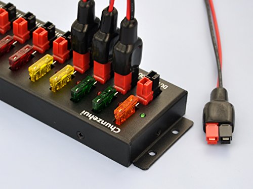 Chunzehui F-1005 9 puertos 40A conector divisor de alimentación distribuidor tira de fuente, 1 entrada y 8 salidas.