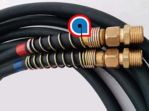 Línea de aire de goma roja y azul y asas Gladhand rojo y azul, 15 pies de latón 1/2 pulgadas, accesorios giratorios, Ref:11-8115, 179.3009.151