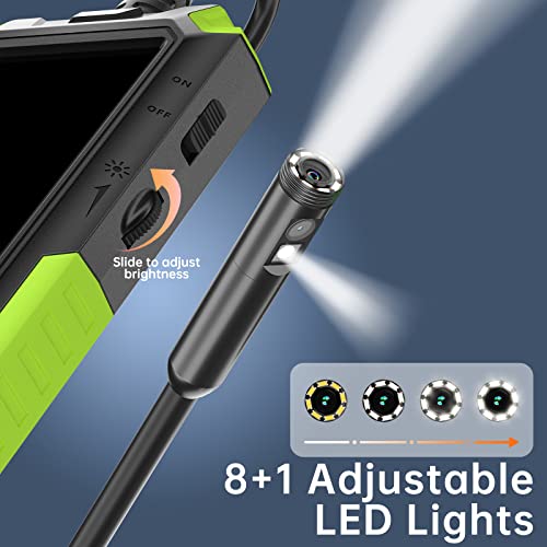 Cámara de inspección ILIHOME de endoscopio de doble lente de 0.311 in con pantalla IPS de 4.5 pulgadas, cámara endoscopio impermeable IP68 con 8+1 luces LED, cámara de plomería de serpiente con cable de 16.5 pies, tarjeta TF de 32 G, estuche de viaje