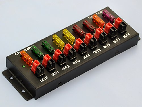 Chunzehui F-1005 9 puertos 40A conector divisor de alimentación distribuidor tira de fuente, 1 entrada y 8 salidas.