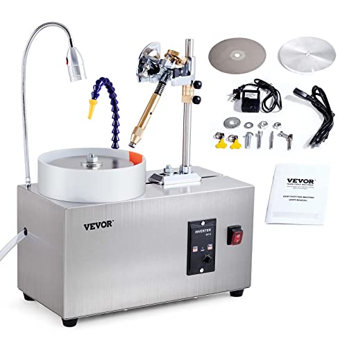 VEVOR Máquina de facetado de gemas, máquina de pulido de jade de 180 W, velocidad de rotación ajustable, pulidora de ángulo de joyería de roca con manipulador mecánico preciso y piedra de jade de piedra de cristal
