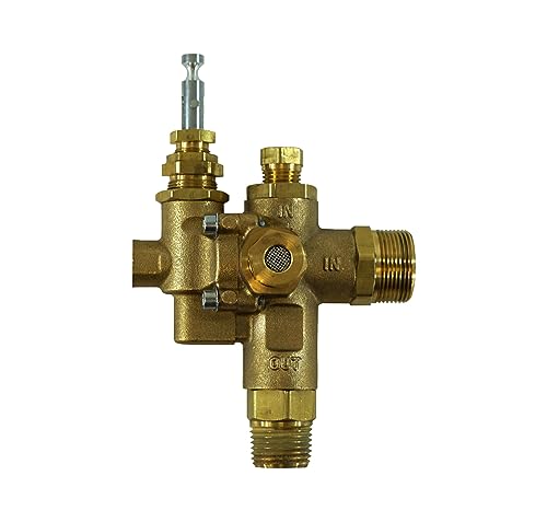 Repuesto para Atlas Copco 1312100497, entrada lateral de compresión de 3/4 pulgadas x salida MNPT de 1/2 pulgada, válvula de retención piloto de descargador combinado de 90 grados, viene con válvula de arranque en frío instalada, 140-175 PSI