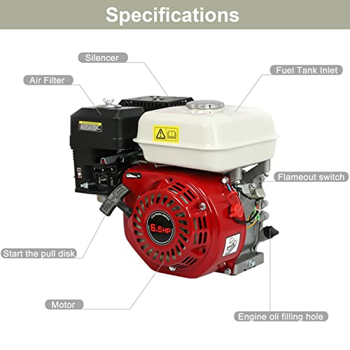 Motor de gasolina, motor de gasolina de 6.5 HP de 4 tiempos, motor de arranque manual OHV de 160 CC para Honda GX160 Go Kart Mini compresor de bicicleta divisor de troncos