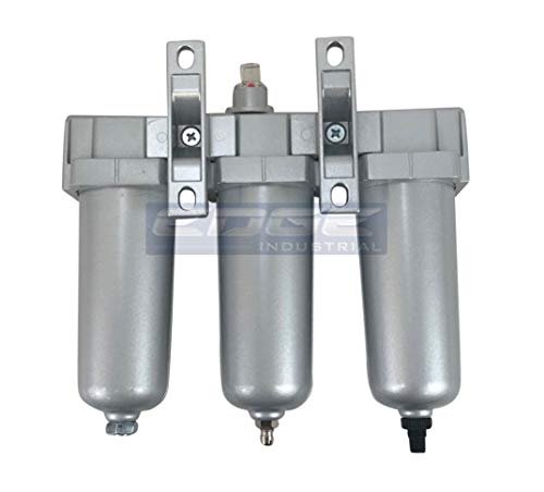 Filtro de carbón en línea de 3 etapas, grado industrial y secador de aire desecante combinado con cuencos de metal para pistola pulverizadora, compresor de pintura de cabina de pintura, cortador de plasma (1/2 pulgada de drenaje automático)