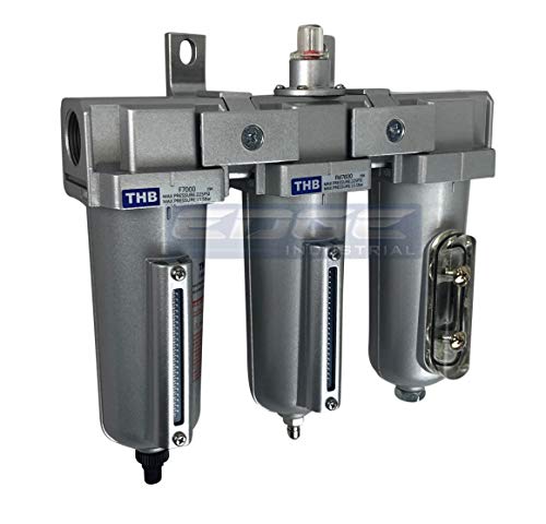 Filtro de carbón en línea de 3 etapas, grado industrial y secador de aire desecante combinado con cuencos de metal para pistola pulverizadora, compresor de pintura de cabina de pintura, cortador de plasma (1/2 pulgada de drenaje automático)