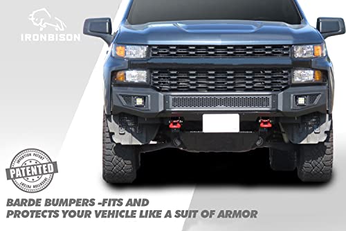 Parachoques delantero para Chevy Silverado 1500 2019-2021 (excepto Silverado 1500 LD) 2019 – 2021 con 2 luces LED antiniebla, puede añadir luz LED de 30 pulgadas, textura fina, color negro