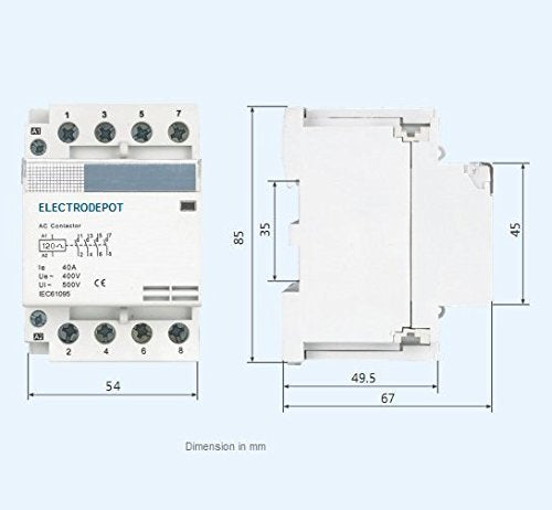 40 Amp 4 Pole NC Normally Closed Lighting Contactor IEC 120V Coil 934004 by Electrodepot