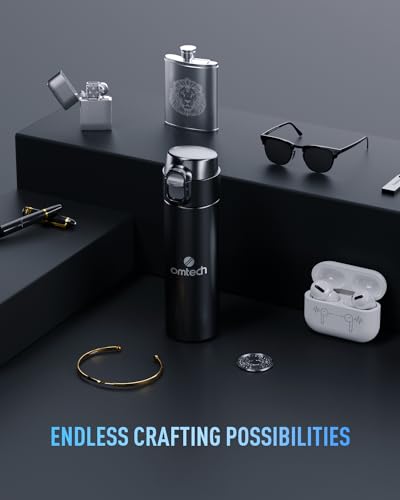 OMTech Grabador láser de fibra de 50 W con eje rotativo, máquina de grabado láser compatible con LightBurn con puntero de punto rojo, máquina de grabado de marcado láser de estado sólido de 7.9 x 7.9 para joyas de oro de acero metálico