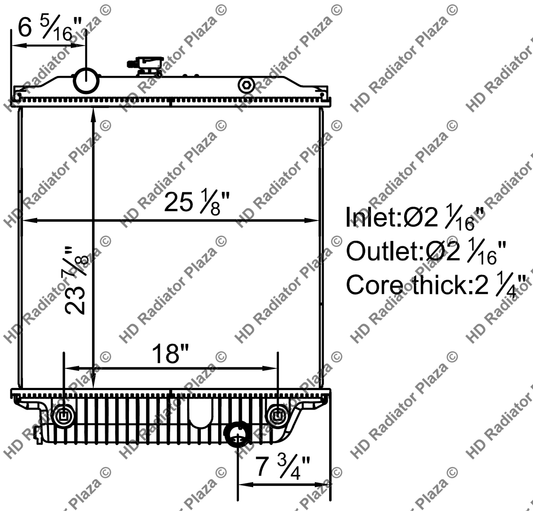 Radiator For 00-07 08 Freightliner MT45 99-02 MT55 98 FLD112 23 7/8"x 25 1/8"