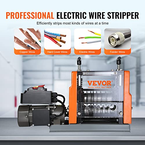 VEVOR Máquina peladora de cables eléctrica, máquina automática de pelacables de 0.06 a 0.98 pulgadas, 60 W, pelacables con referencia de profundidad de pelado visible, pelacables eléctrico de 6 canales redondos y 1 plano