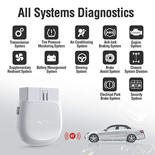 Autel AP200 - Escáner Bluetooth OBD2, lector de código con sistemas completos diagnósticos y 25 funciones de servicio, herramienta de exploración de vehículos para dispositivos iPhone y Android, versión mini de diagnóstico MK808