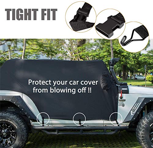 Cab Cover 8221537 Car Cover for Jeep Wrangler JK JKU JL JLU 2007-2020 4 Door - 300D Oxford Sun Shade Car Cover Door & Hard top Off