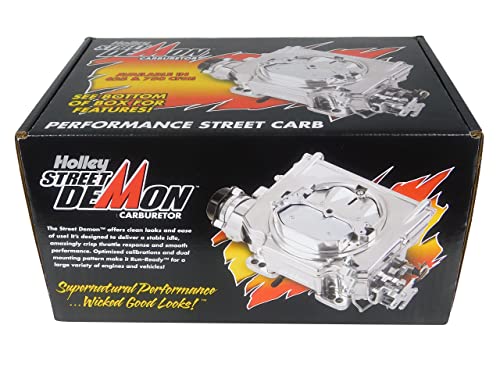 Holley Street - Carburador de demonios, aluminio brillante quemado por bolas con cuenco de combustible compuesto negro, 625 CFM, 4 barriles, estrangulador eléctrico, solo gasolina, segundos de vacío