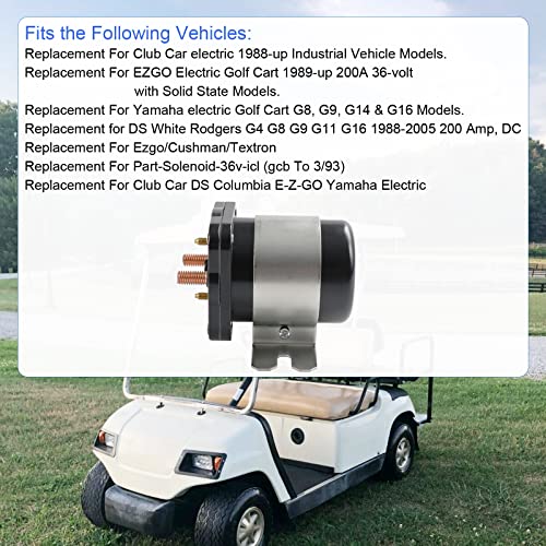 Solenoide de 36 V 4 terminales 20468G1 36 V Solenoide Interruptor de relé de repuesto para EZGO/Cushman/Textron Club Car DS Columbia Yamaha Electric para 1989 en adelante. Reemplaza 114-3611-020 586-117111 586-906