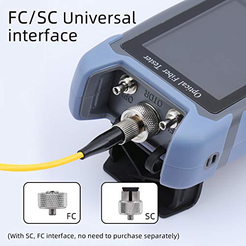 Probador de fibra óptica OTDR Mini-Pro 1310/1550nm SM Mulit Prueba de función OTDR Caja de cable de lanzamiento Caja de cable Reflectómetro de dominio de tiempo Detector de obstáculos de cable con OPM OLS RJ45 Prueba VFL Sonó 16.4 ft-60Km