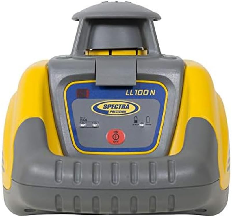 Spectra Precision LL100N-2 Kit de nivel láser con receptor y abrazadera HR320, varilla de grado de 15 pies (pulgadas), trípode y caja del sistema, amarillo
