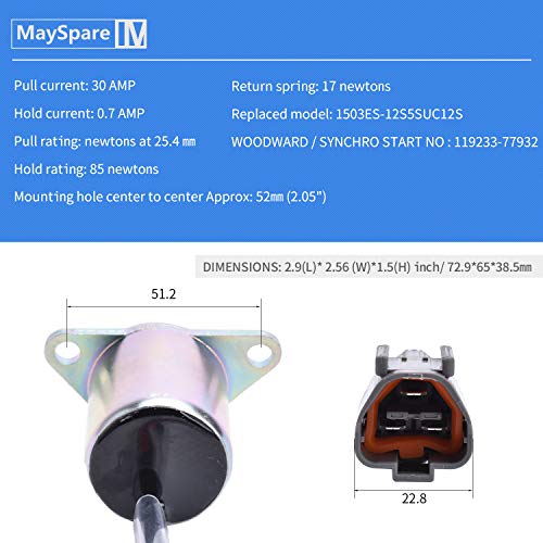 Solenoide de apagado de combustible M810324 Yanmar 119233-77932 Synchro Woodward 1503ES-12S5SUC12S John Deere 4200 4300 4400 4500 4600 4700 12VDC