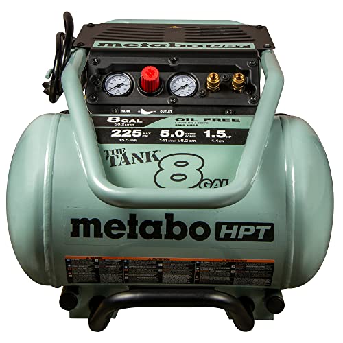 Metabo HPT Compresor de aire | THE TANK™ 8 galones | 225 PSI | 5 CFM @ 90 PSI | Carro | Sin aceite | EC1315S