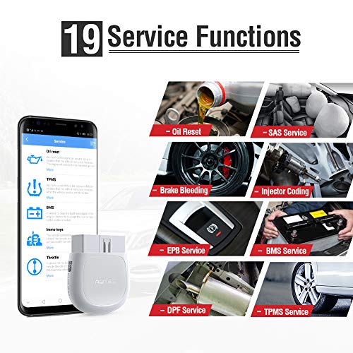Autel AP200 - Escáner Bluetooth OBD2, lector de código con sistemas completos diagnósticos y 25 funciones de servicio, herramienta de exploración de vehículos para dispositivos iPhone y Android, versión mini de diagnóstico MK808